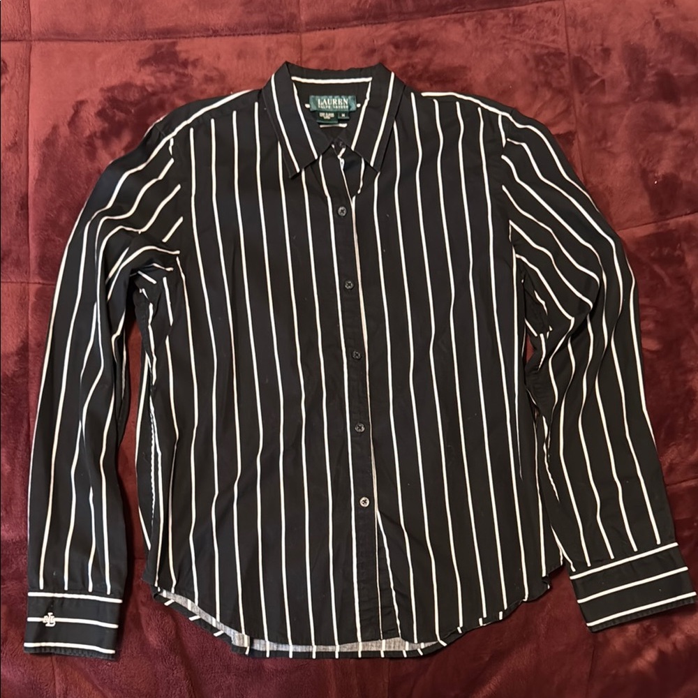 Lauren Ralph Lauren Black and White Button Down Shirt